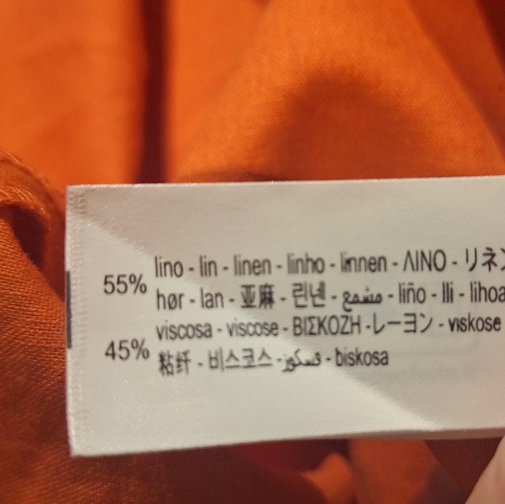 Zara Orange Midi Dress Linen Blend Size M - Picture 7 of 7